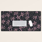 seamless pattern with small flowers on a black background Desk Mat Gallery Image 1