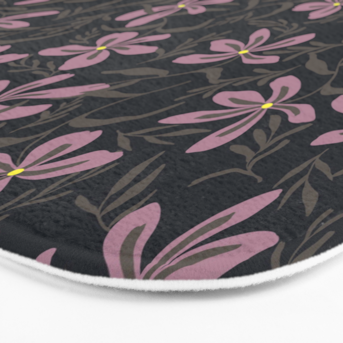 seamless pattern with small flowers on a black background Bath Mat Gallery Image 3