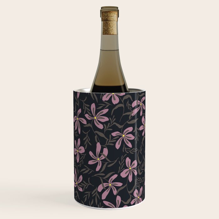seamless pattern with small flowers on a black background Wine Chiller Gallery Image 2