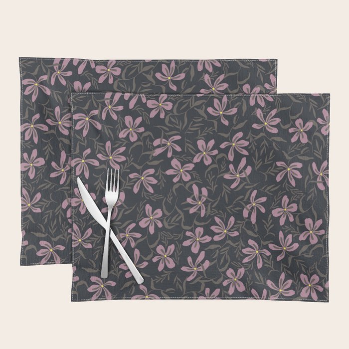 seamless pattern with small flowers on a black background Placemat Gallery Image 1
