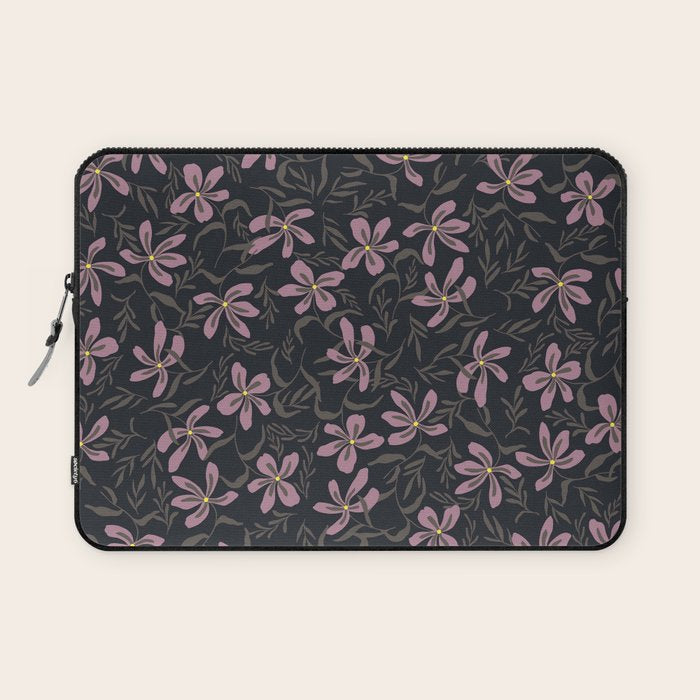 seamless pattern with small flowers on a black background Laptop Sleeve Gallery Image 1