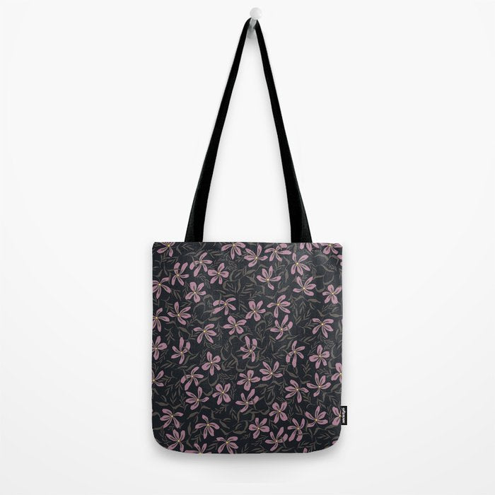 seamless pattern with small flowers on a black background Tote Bag Gallery Image 2