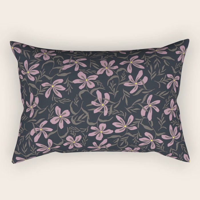 seamless pattern with small flowers on a black background Rectangular Pillow Gallery Image 1