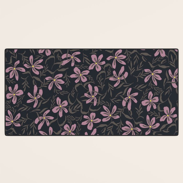 seamless pattern with small flowers on a black background Desk Mat Gallery Image 3