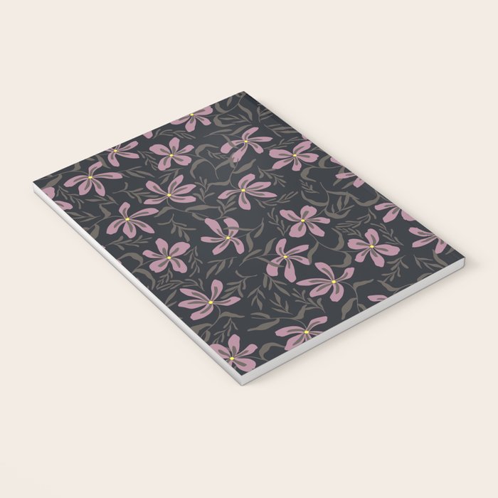 seamless pattern with small flowers on a black background Notebook Gallery Image 3
