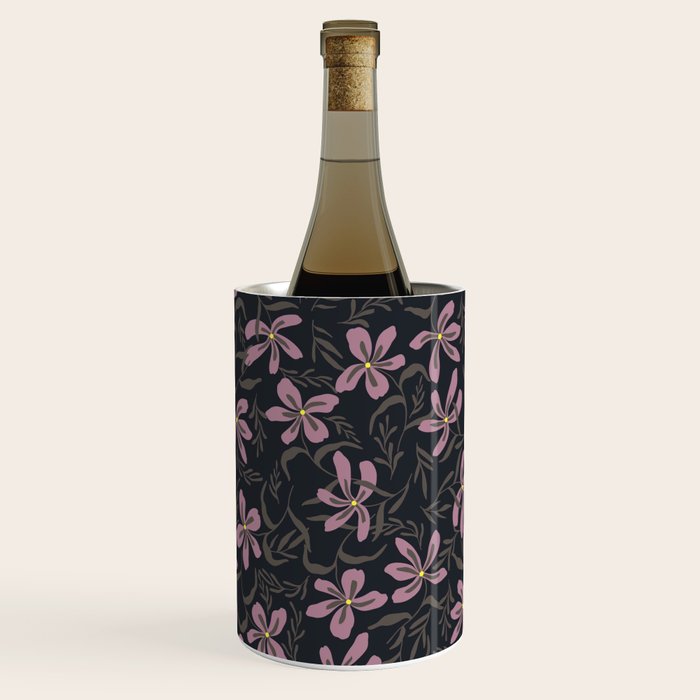 seamless pattern with small flowers on a black background Wine Chiller Gallery Image 1