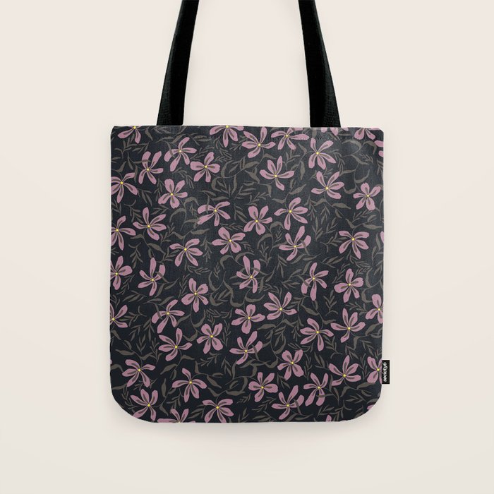 seamless pattern with small flowers on a black background Tote Bag Gallery Image 1