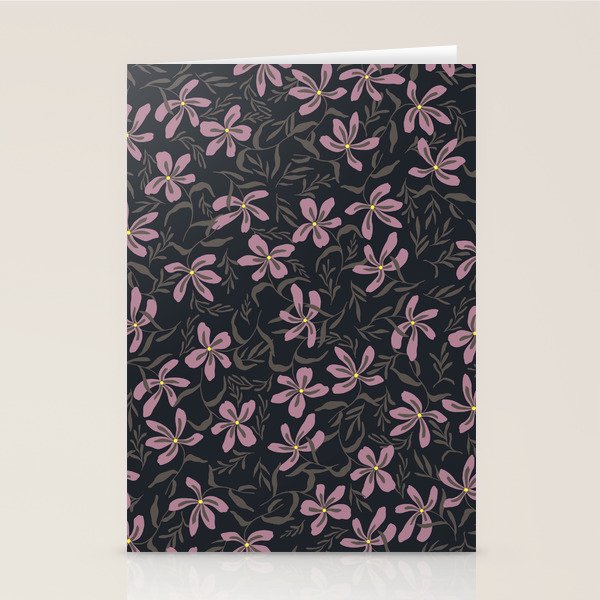 seamless pattern with small flowers on a black background Stationery Card Gallery Image 2