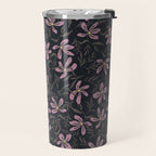 seamless pattern with small flowers on a black background Travel Mug Gallery Image 2