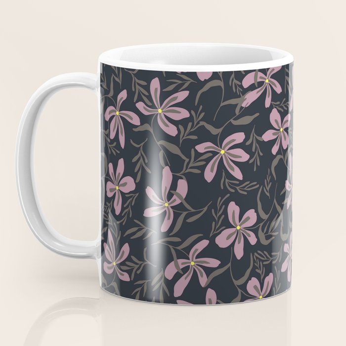 seamless pattern with small flowers on a black background Coffee Mug Gallery Image 3