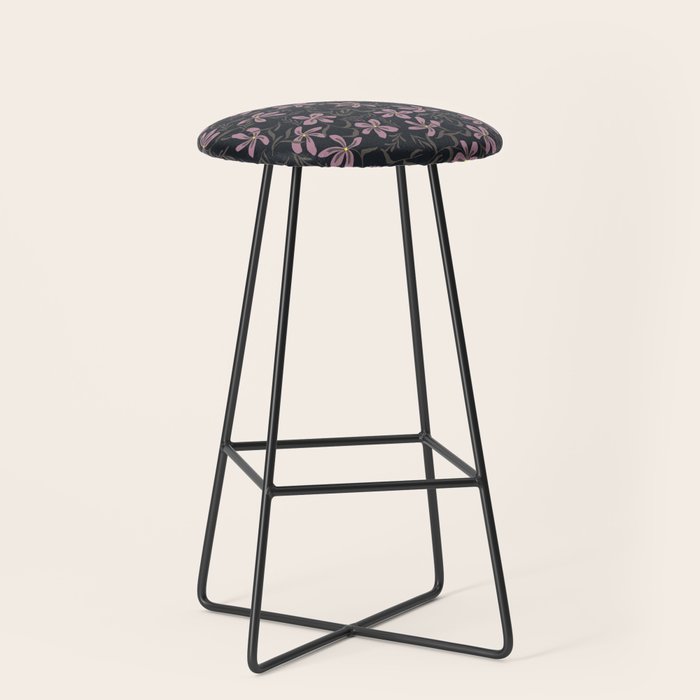 seamless pattern with small flowers on a black background Stool Gallery Image 1