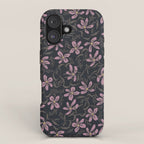 seamless pattern with small flowers on a black background iPhone Case Gallery Image 1