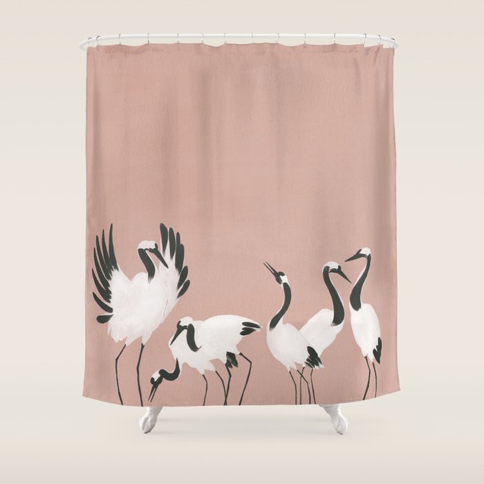 Crane Dance - Mauve Pink Shower Curtain Gallery Image 1
