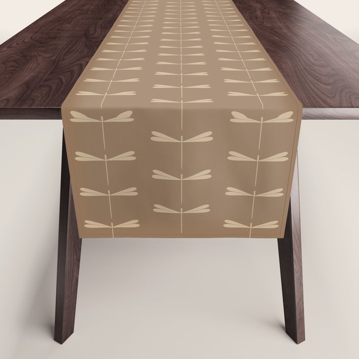 Dragonfly Pattern XI Earthy Beige Table Runner Gallery Image 1