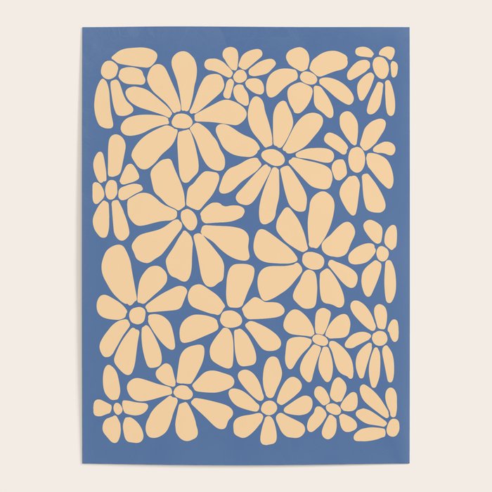 Retro Floral - Indigo  Poster Gallery Image 4