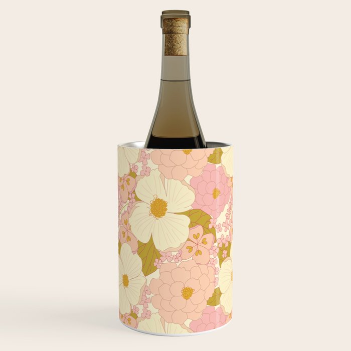 Pink Pastel Vintage Floral Pattern Wine Chiller Gallery Image 1