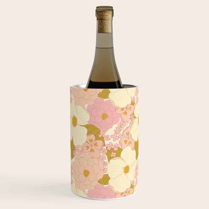 Pink Pastel Vintage Floral Pattern Wine Chiller Gallery Image 2