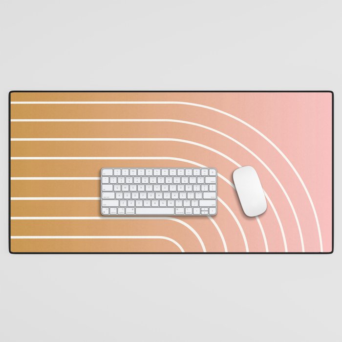 Ombre Arch XIII Pastel Sunset Gradient Modern Geometric Lines Desk Mat Gallery Image 1