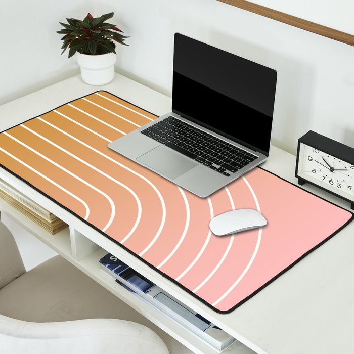 Ombre Arch XIII Pastel Sunset Gradient Modern Geometric Lines Desk Mat Gallery Image 2