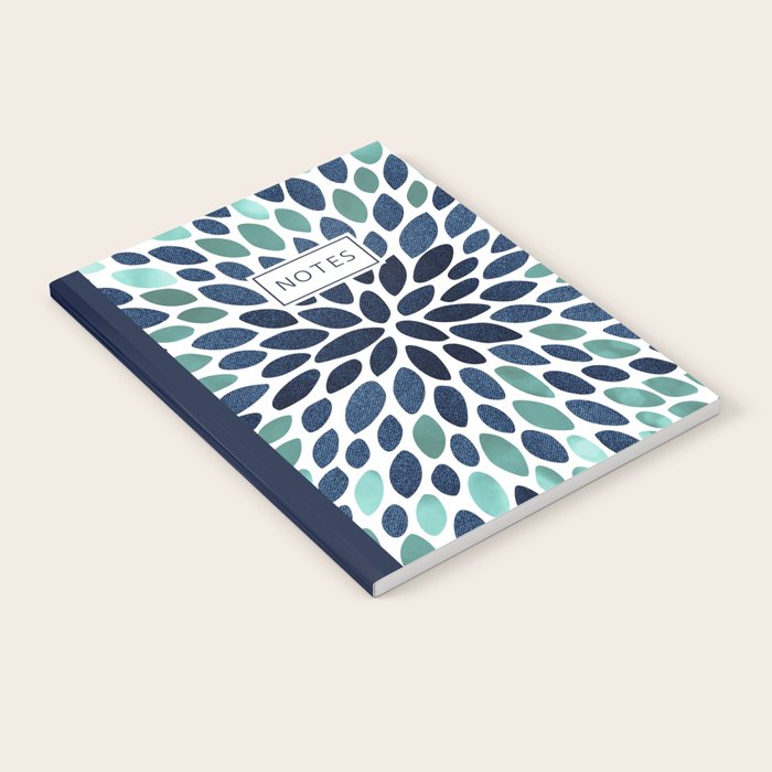 Flower Bloom, Aqua and Navy Notebook Gallery Image 1