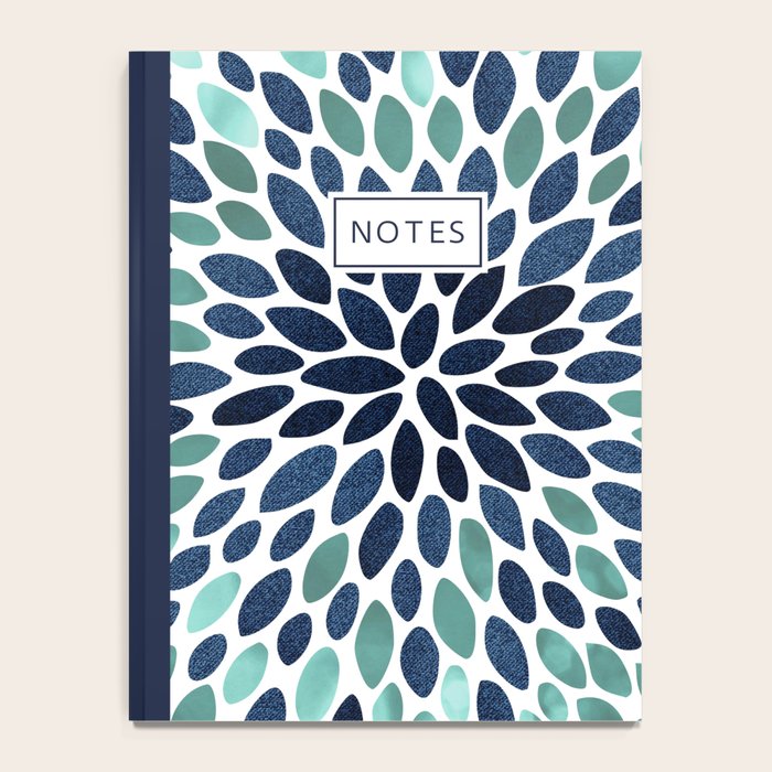 Flower Bloom, Aqua and Navy Notebook Gallery Image 4