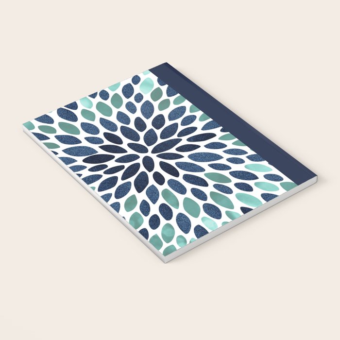 Flower Bloom, Aqua and Navy Notebook Gallery Image 3