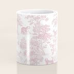 Toile de Jouy Vintage French Exotic Jungle Forest Baby Pink & White Coffee Mug Gallery Image 4
