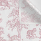 Toile de Jouy Vintage French Exotic Jungle Forest Baby Pink & White Wall Tapestry Gallery Image 3