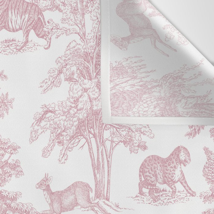 Toile de Jouy Vintage French Exotic Jungle Forest Baby Pink & White Wall Tapestry Gallery Image 3