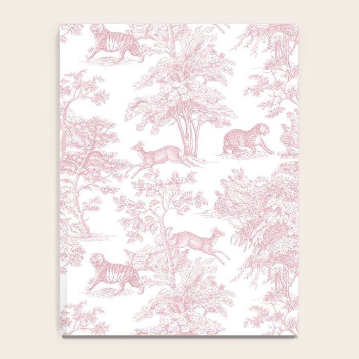 Toile de Jouy Vintage French Exotic Jungle Forest Baby Pink & White Notebook Gallery Image 4