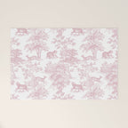 Toile de Jouy Vintage French Exotic Jungle Forest Baby Pink & White Welcome Mat Gallery Image 1