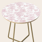 Toile de Jouy Vintage French Exotic Jungle Forest Baby Pink & White Side Table Gallery Image 2