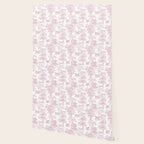 Toile de Jouy Vintage French Exotic Jungle Forest Baby Pink & White Wallpaper Gallery Image 2