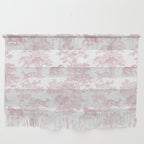 Toile de Jouy Vintage French Exotic Jungle Forest Baby Pink & White Wall Hanging Gallery Image 1