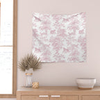 Toile de Jouy Vintage French Exotic Jungle Forest Baby Pink & White Wall Tapestry Gallery Image 2