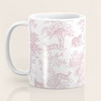 Toile de Jouy Vintage French Exotic Jungle Forest Baby Pink & White Coffee Mug Gallery Image 3