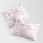 Toile de Jouy Vintage French Exotic Jungle Forest Baby Pink & White Pillow Sham Gallery Image 3