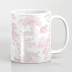Toile de Jouy Vintage French Exotic Jungle Forest Baby Pink & White Coffee Mug Gallery Image 1