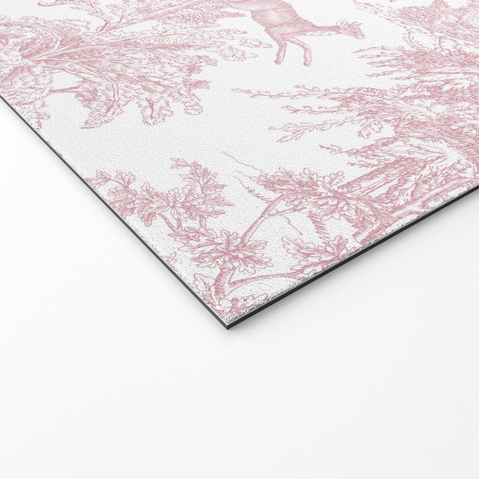 Toile de Jouy Vintage French Exotic Jungle Forest Baby Pink & White Welcome Mat Gallery Image 2