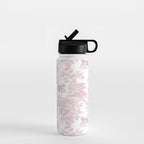 Toile de Jouy Vintage French Exotic Jungle Forest Baby Pink & White Water Bottle Gallery Image 1