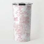 Toile de Jouy Vintage French Exotic Jungle Forest Baby Pink & White Travel Mug Gallery Image 1