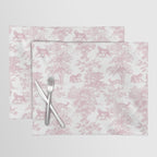 Toile de Jouy Vintage French Exotic Jungle Forest Baby Pink & White Placemat Gallery Image 1