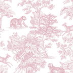 Toile de Jouy Vintage French Exotic Jungle Forest Baby Pink & White Coffee Mug Gallery Image 2