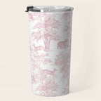 Toile de Jouy Vintage French Exotic Jungle Forest Baby Pink & White Travel Mug Gallery Image 3
