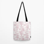 Toile de Jouy Vintage French Exotic Jungle Forest Baby Pink & White Tote Bag Gallery Image 2