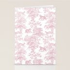 Toile de Jouy Vintage French Exotic Jungle Forest Baby Pink & White Stationery Card Gallery Image 2