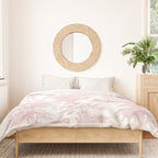 Toile de Jouy Vintage French Exotic Jungle Forest Baby Pink & White Duvet Cover Gallery Image 3