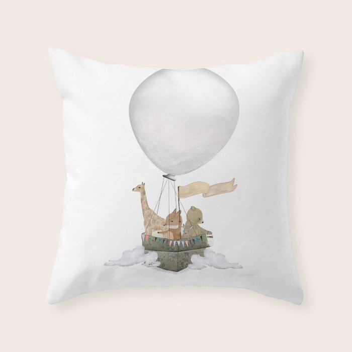 a little balloon adventure Throw Pillow Gallery Image 1