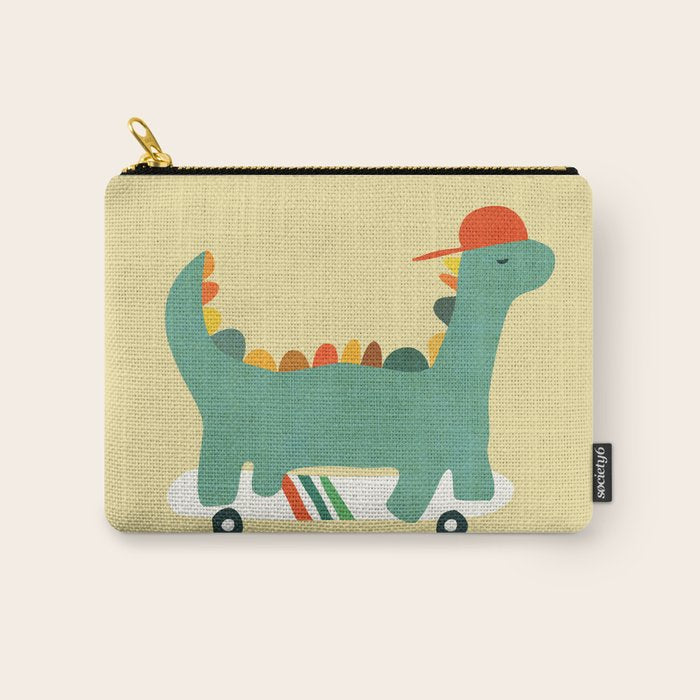Dinosaur on retro skateboard Carry All Pouch Gallery Image 1