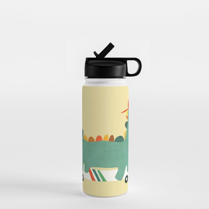 Dinosaur on retro skateboard Water Bottle Gallery Image 1